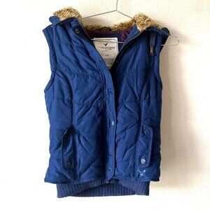 American Eagle Faux Fur Hood Puffer Vest Jacket Women's Small
